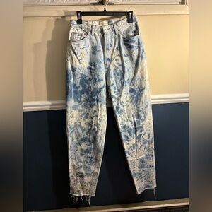 GAP Blue and White Tie Dye Straight Leg Jeans, Women’s 28W, 14 Long
